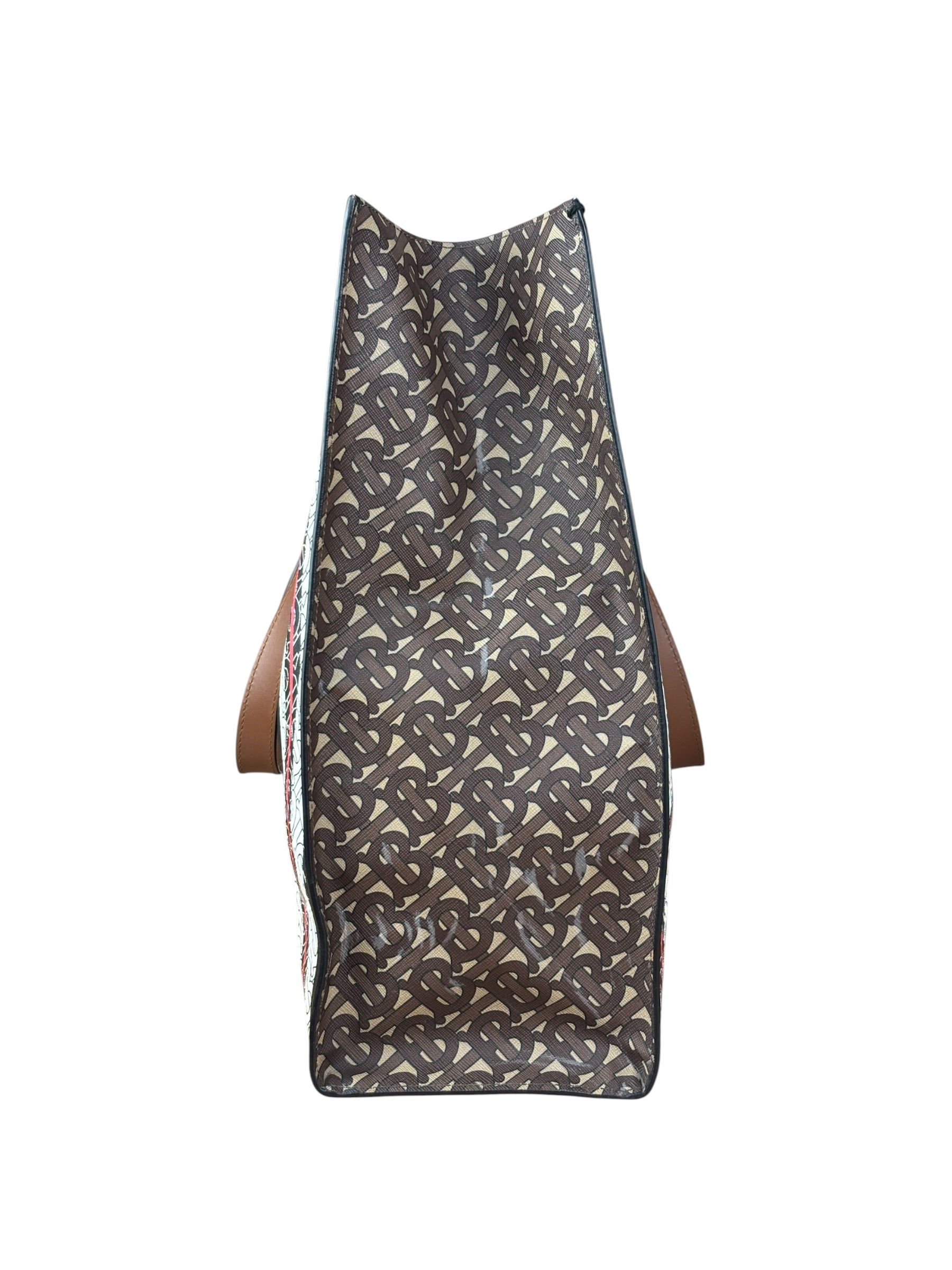 Burberry Leather TB Monogram Stripe E-Canvas Tote Bag