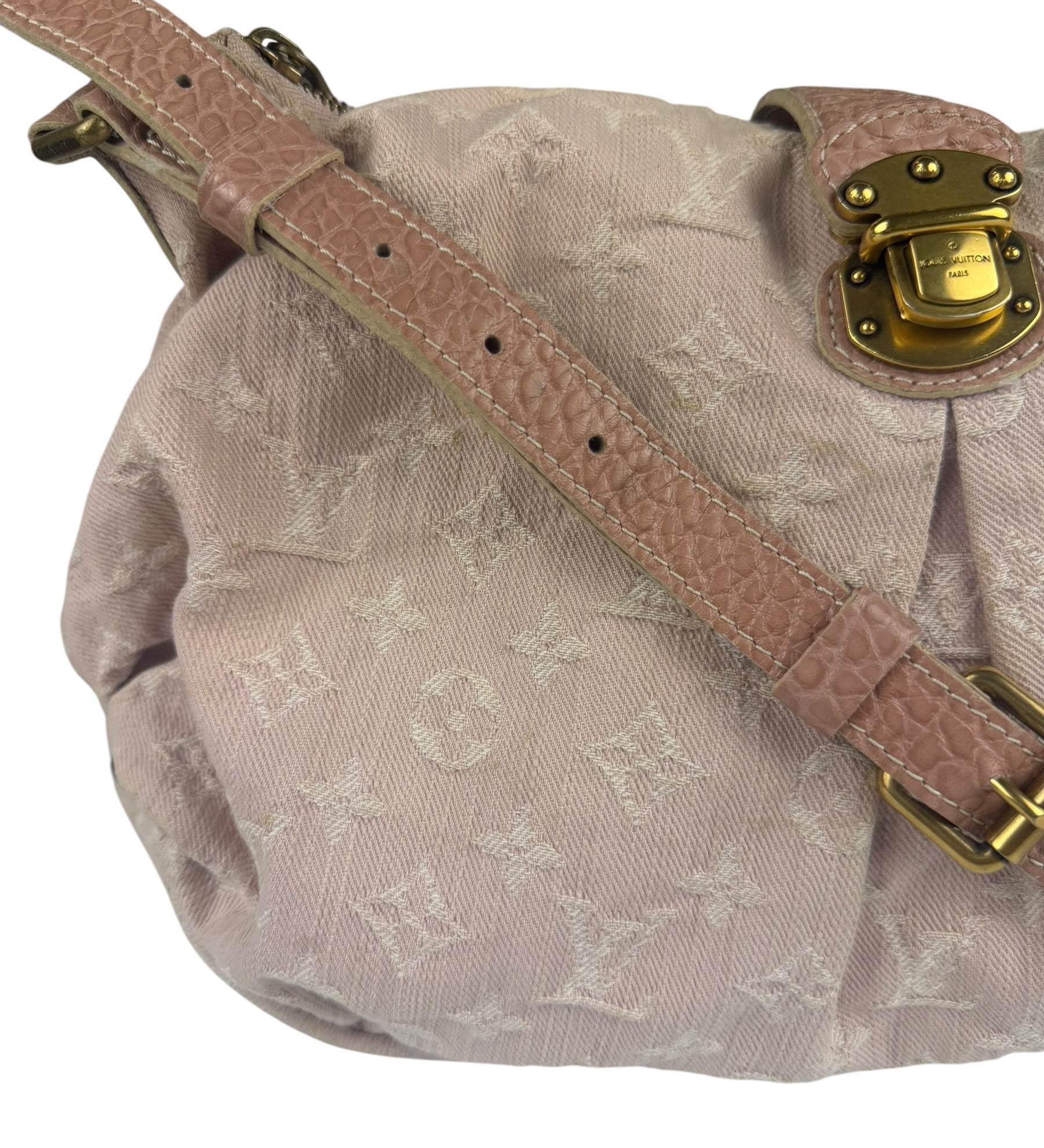 Louis Vuitton Vintage Rose Pink Monogram Denim Slightly Hobo Bag
