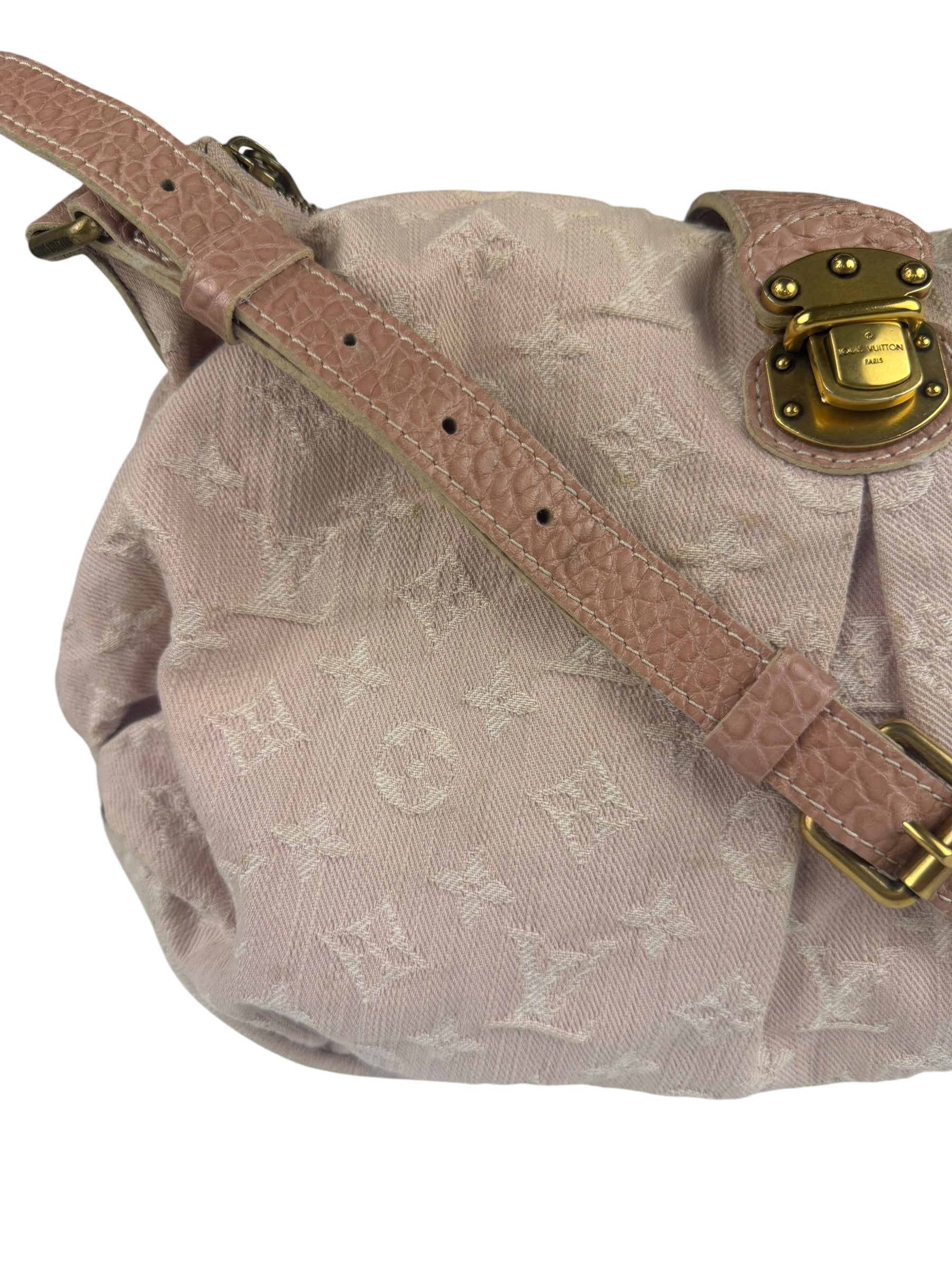 Louis Vuitton Vintage Rose Pink Monogram Denim Slightly Hobo Bag