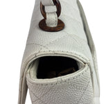 Chanel White Quilted Caviar Wooden M Flap 1999