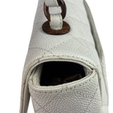 Chanel White Quilted Caviar Wooden M Flap 1999