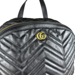 Gucci Black Chevron Leather Backpack