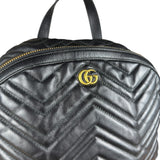 Gucci Black Chevron Leather Backpack