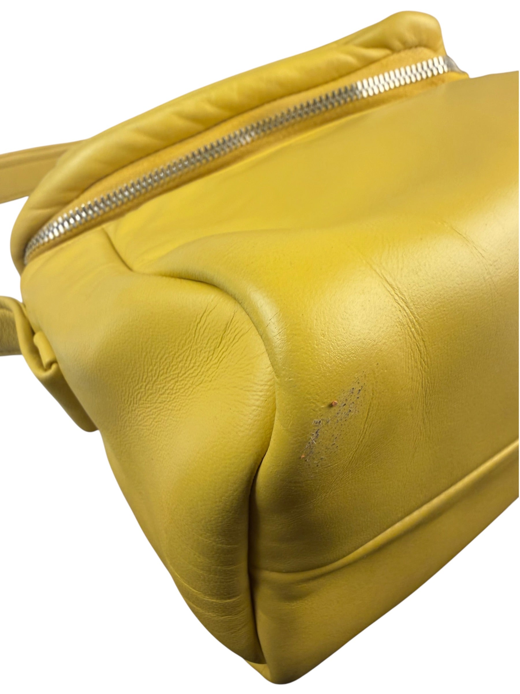 Prada Yellow Leather Padded Nappa Signaux Shoulder Bag