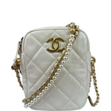 Chanel White Quilted Lambskin My Perfect Camera Bag Early 2020's