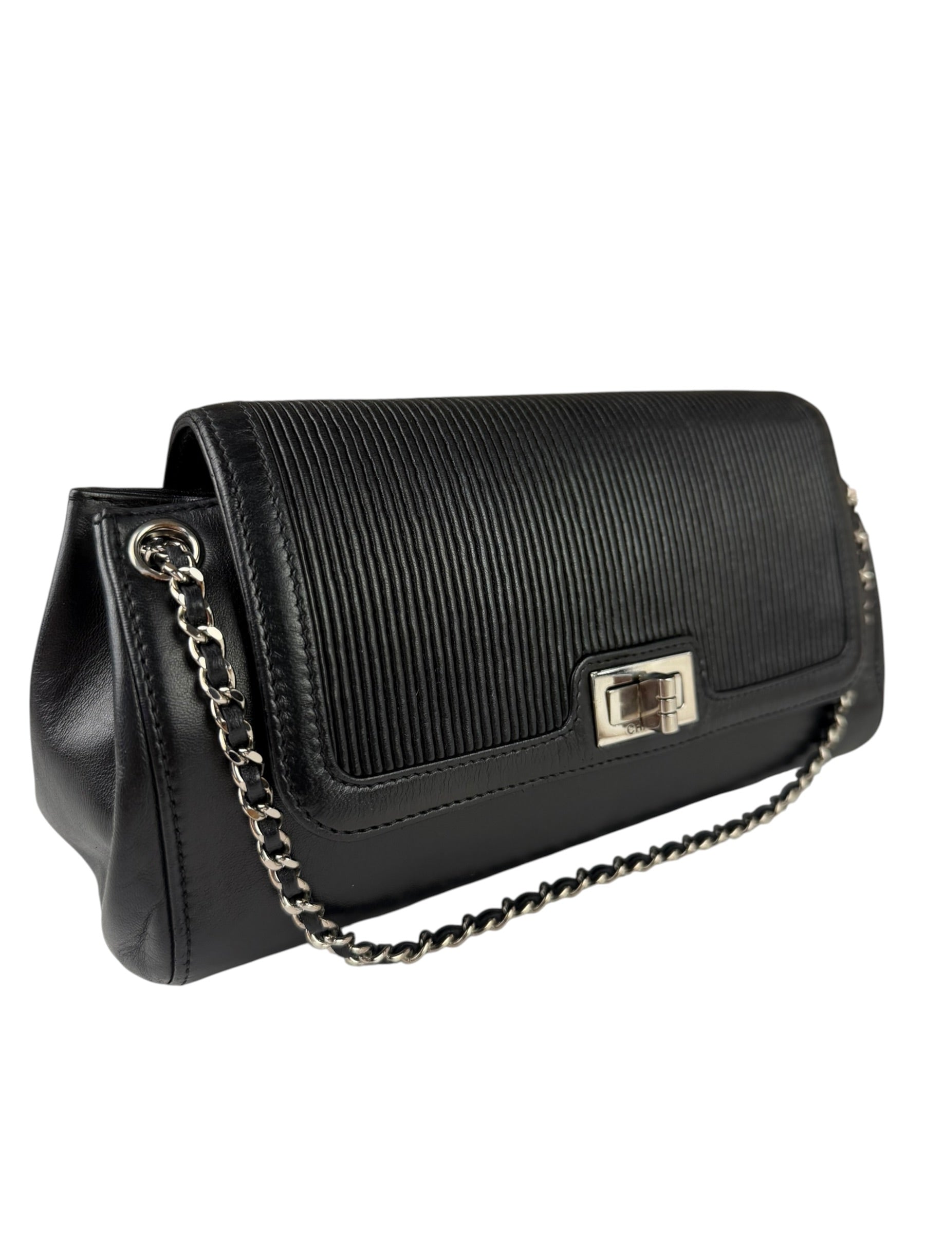 Chanel Black Leather Mademoiselle Accordion Flap Bag 2000