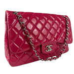 Chanel Hot Pink Large Patent Leather Double Flap Shoulder Bag 2014