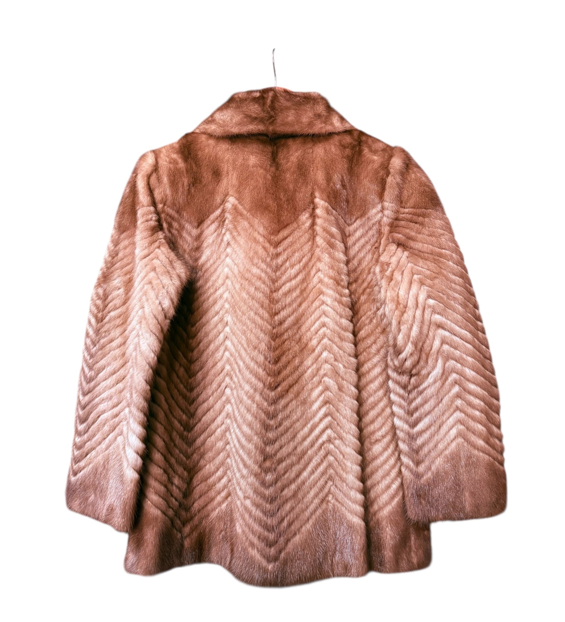 Farlon Vintage Brown Chevron Mink Fur Coat