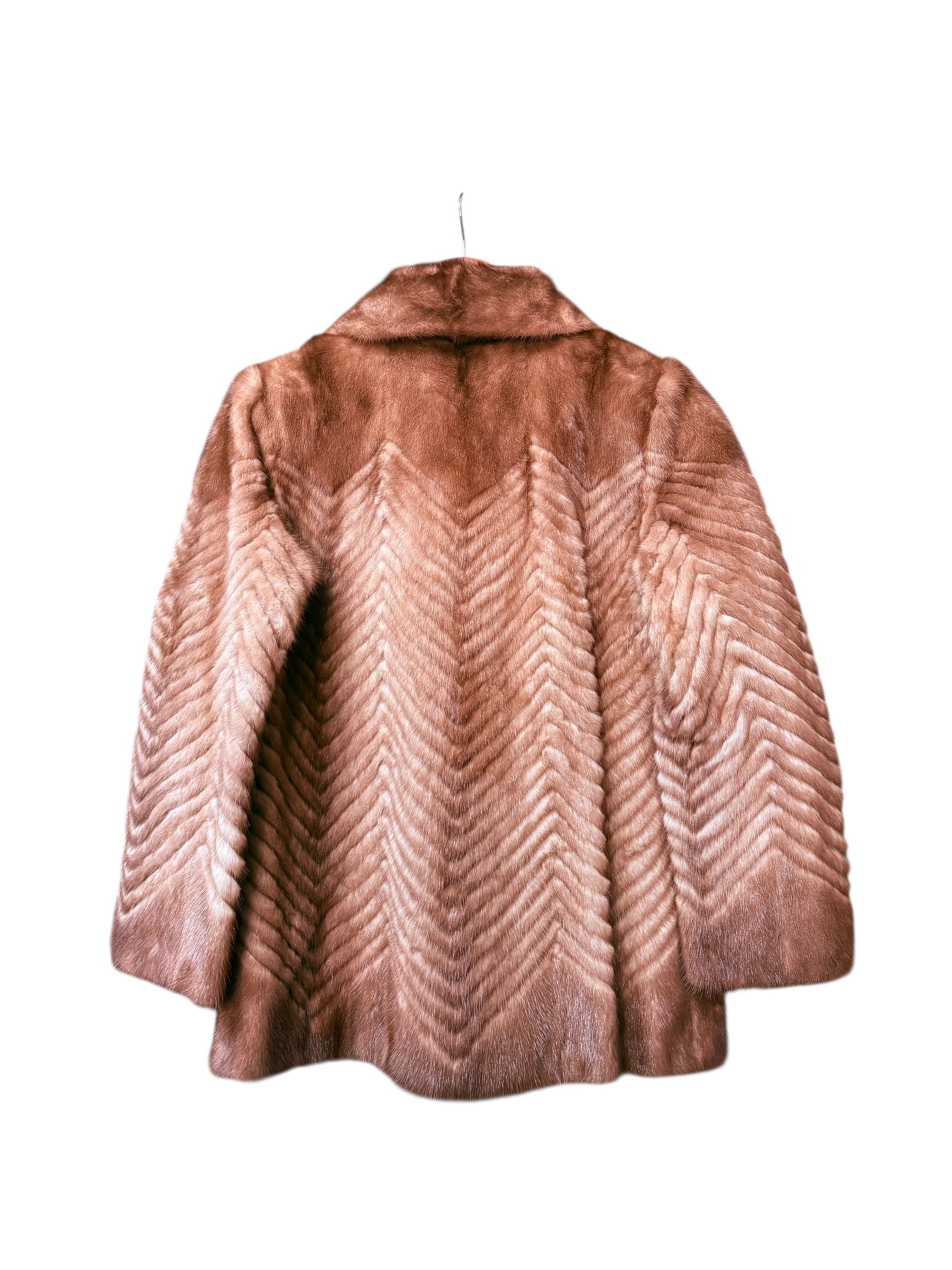 Farlon Vintage Brown Chevron Mink Fur Coat