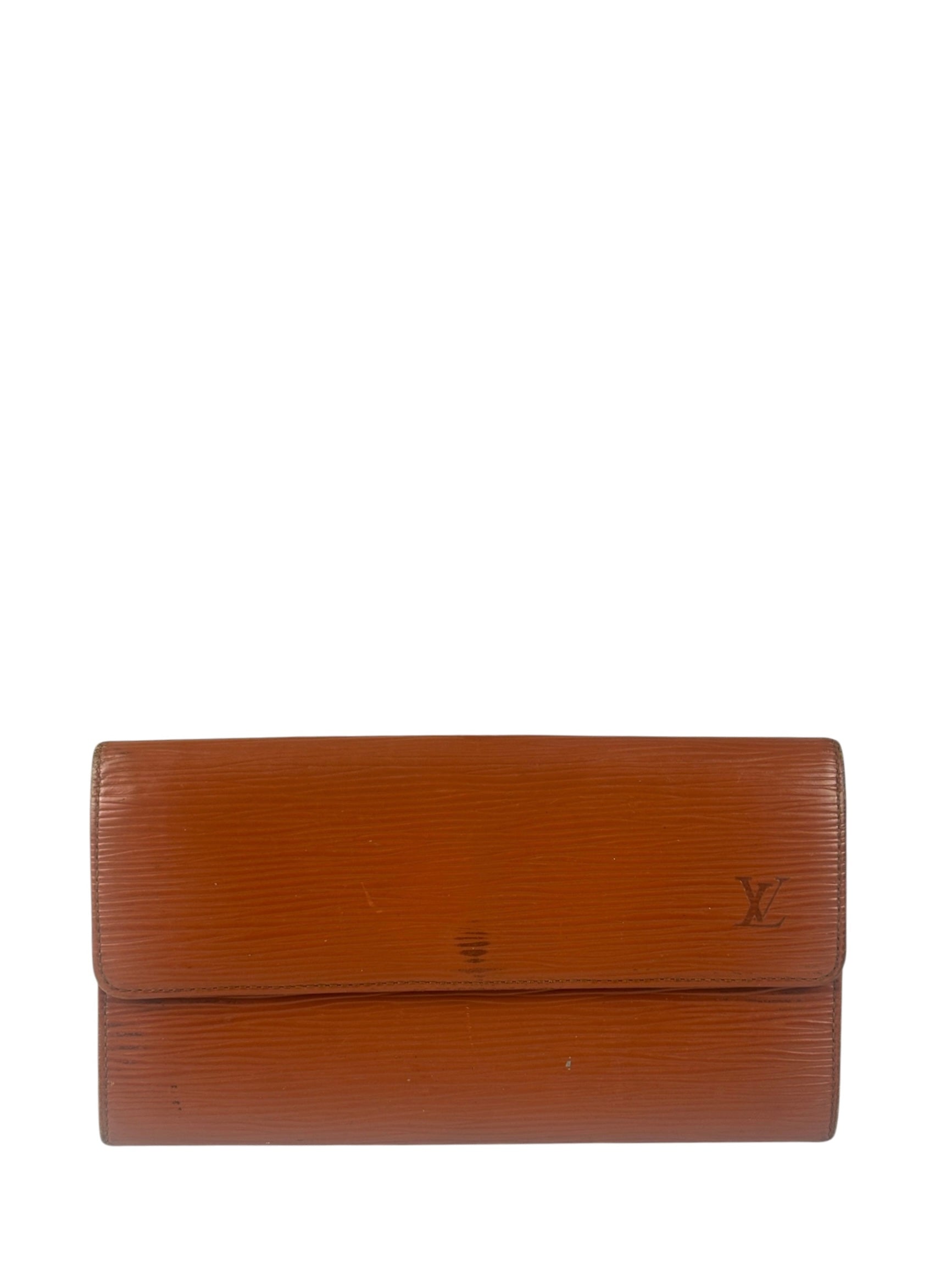Louis Vuitton Orange Epi Leather Sarah Long Flap Wallet