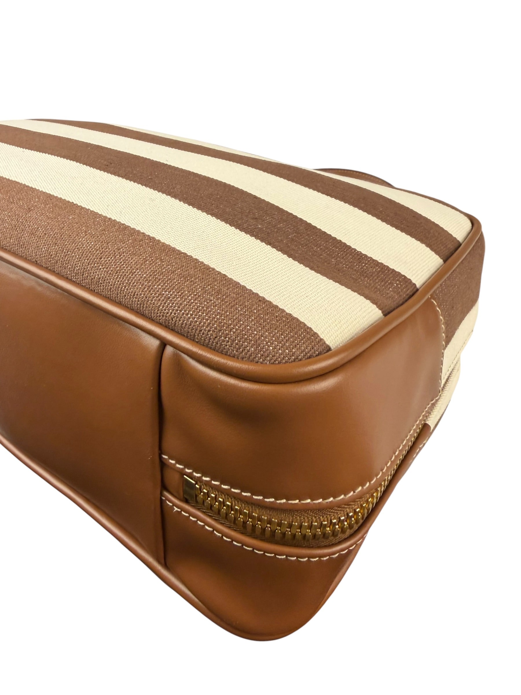 Miu Miu Canvas Stripped Beau Top Handle Bag