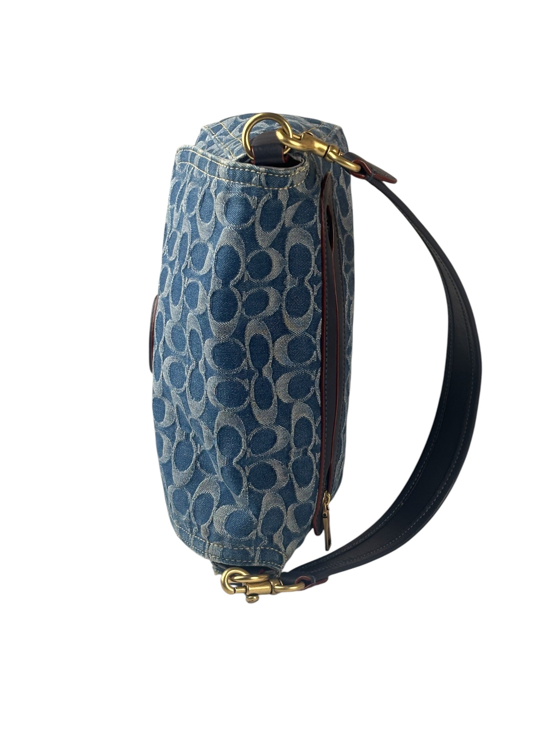 Coach Signature Blue Jacquard Denim Soft Tabby Shoulder Bag