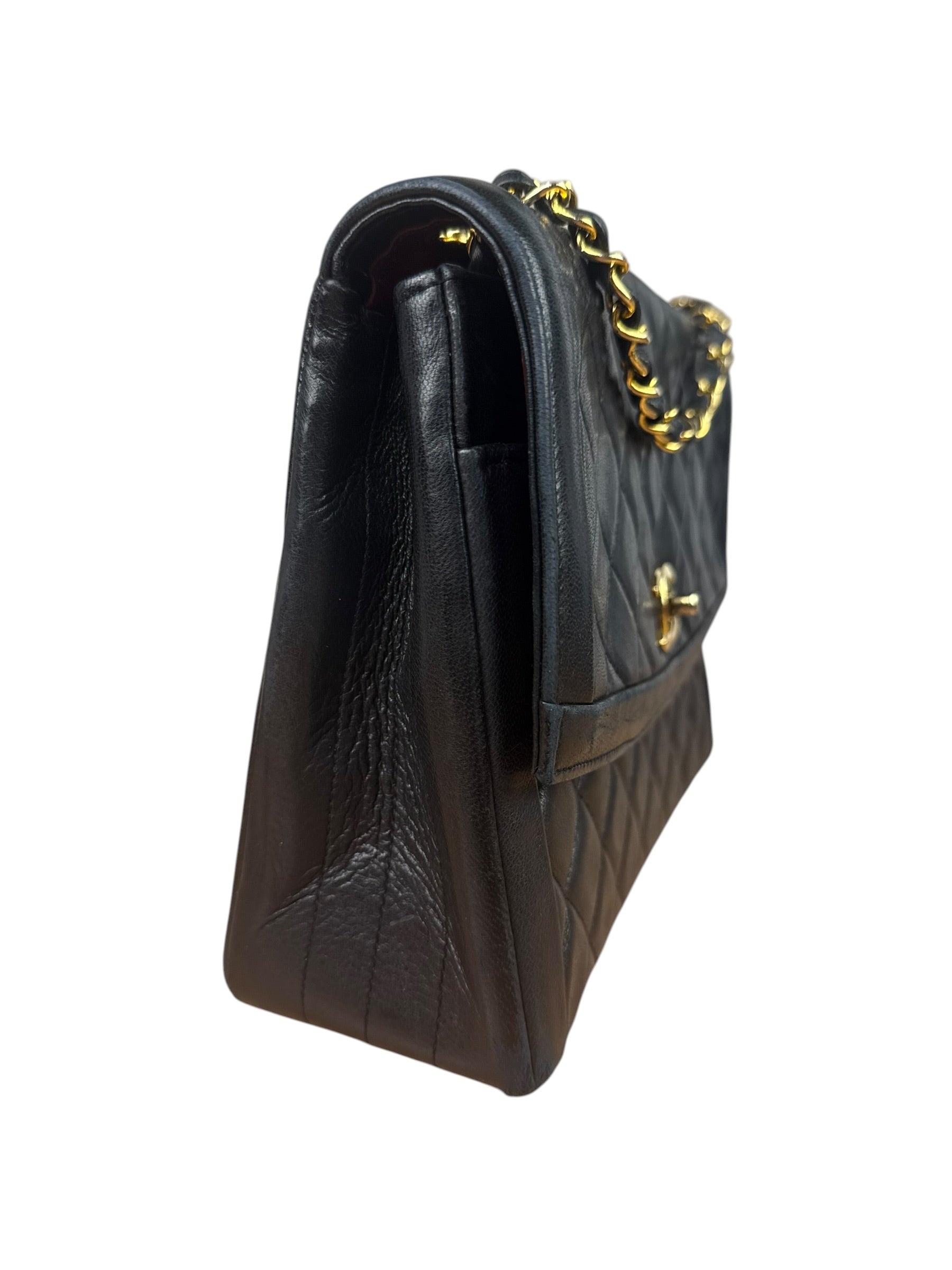 Chanel Black Quilted Leather Chain Flap Bag