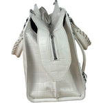 Balenciaga White Crocodile-Embossed Leather Two-Way Bag