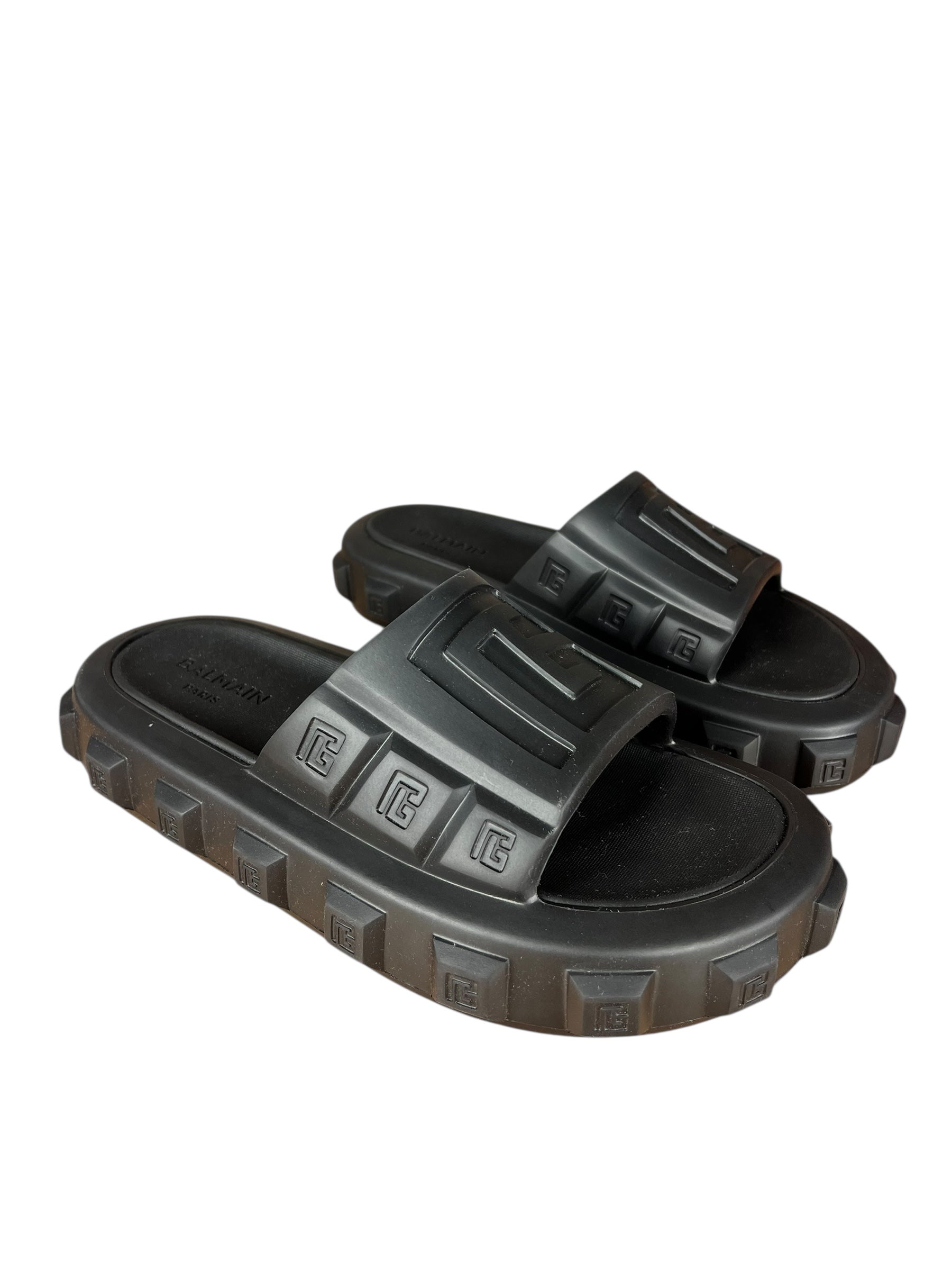 Balmain Ari Black Rubber Sandals