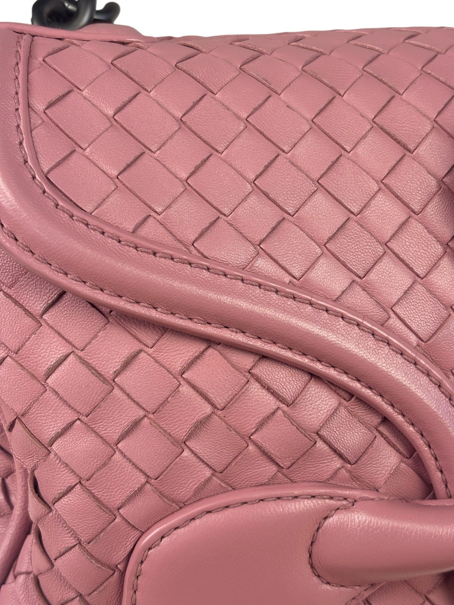 Bottega Veneta Purple Leather Rialto Intrecciato Shoulder Bag