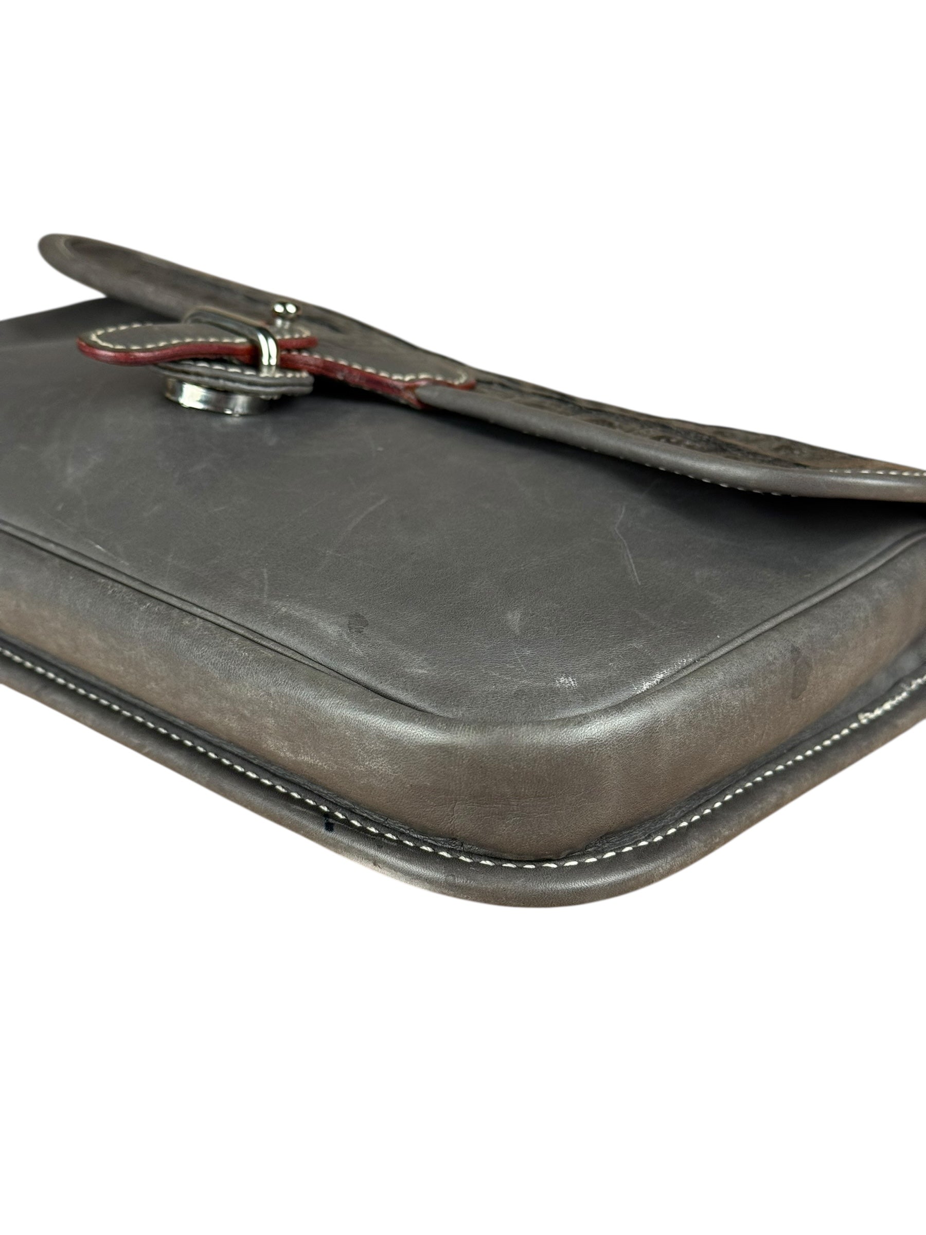 Gucci Vintage Grey Leather Flap Clutch