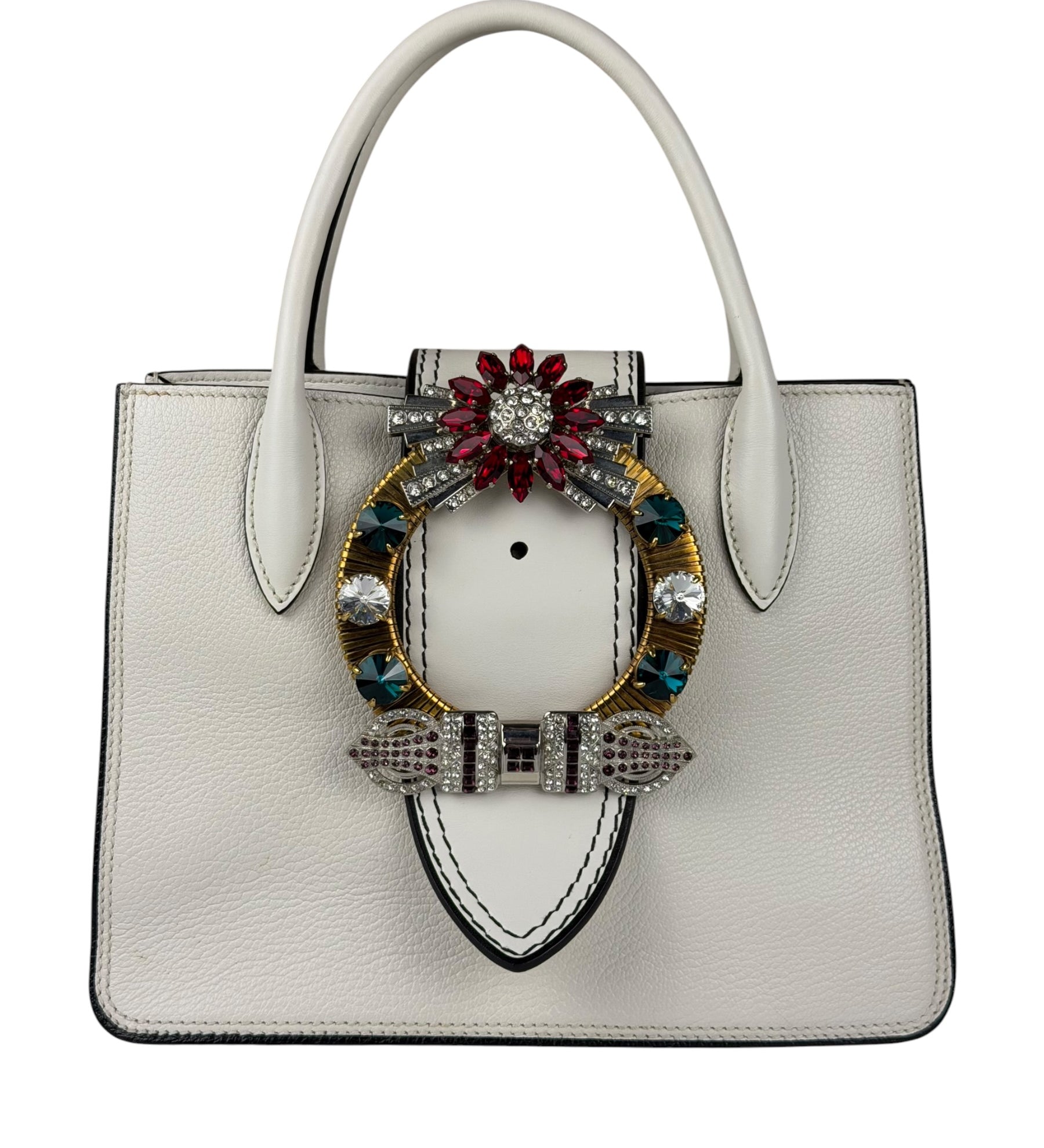 Miu Miu Madras Crystal Buckle Leather 2Way Bag