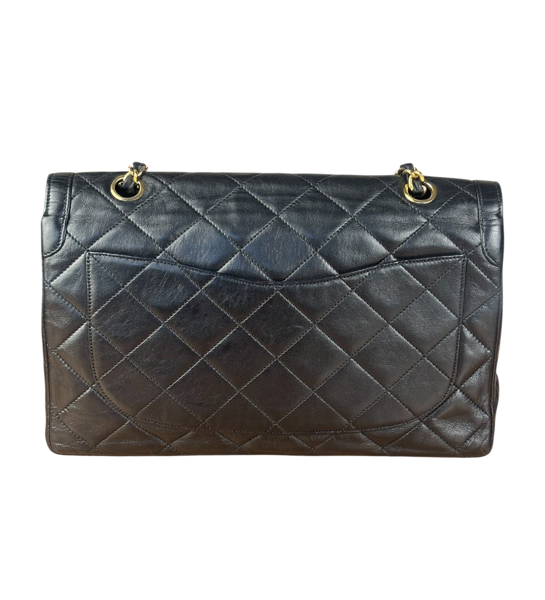 Chanel Black Quilted Two-Toned CC Double Flap Bag 90s