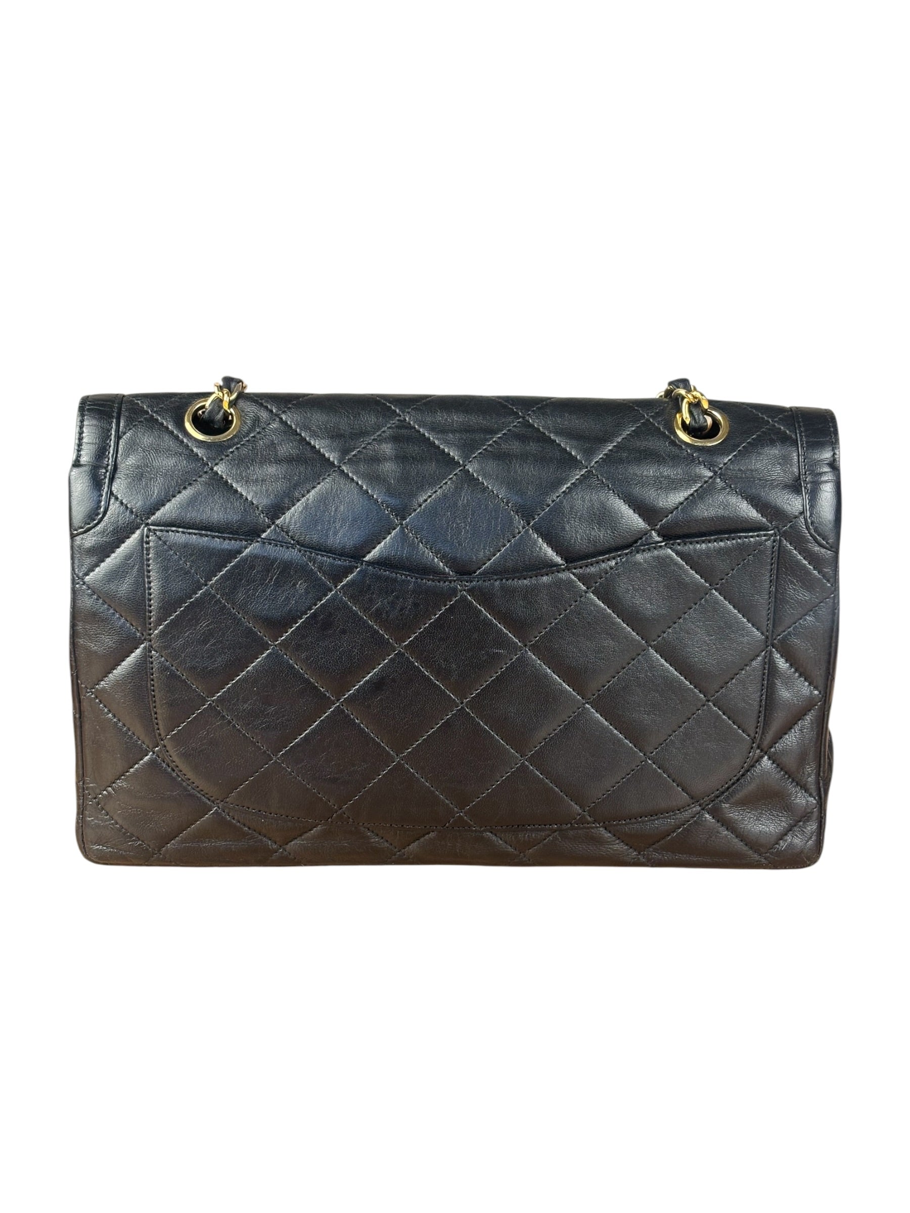 Chanel Black Quilted Two-Toned CC Double Flap Bag 90s