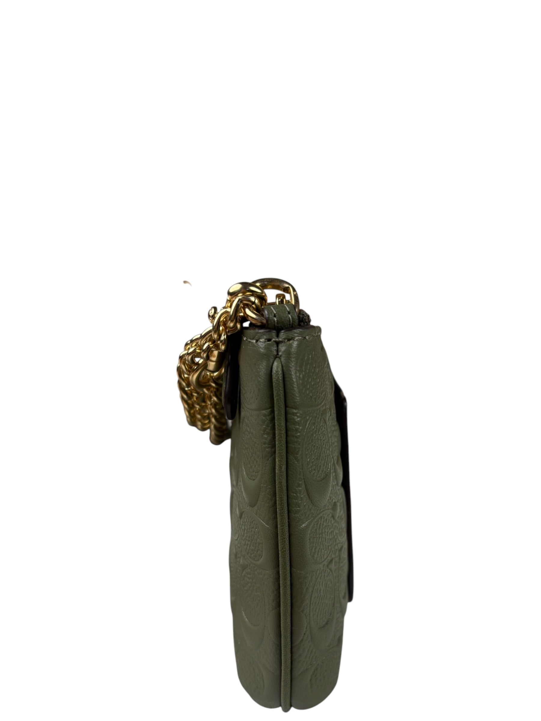 Coach Military Green Leather Signature Wristlet