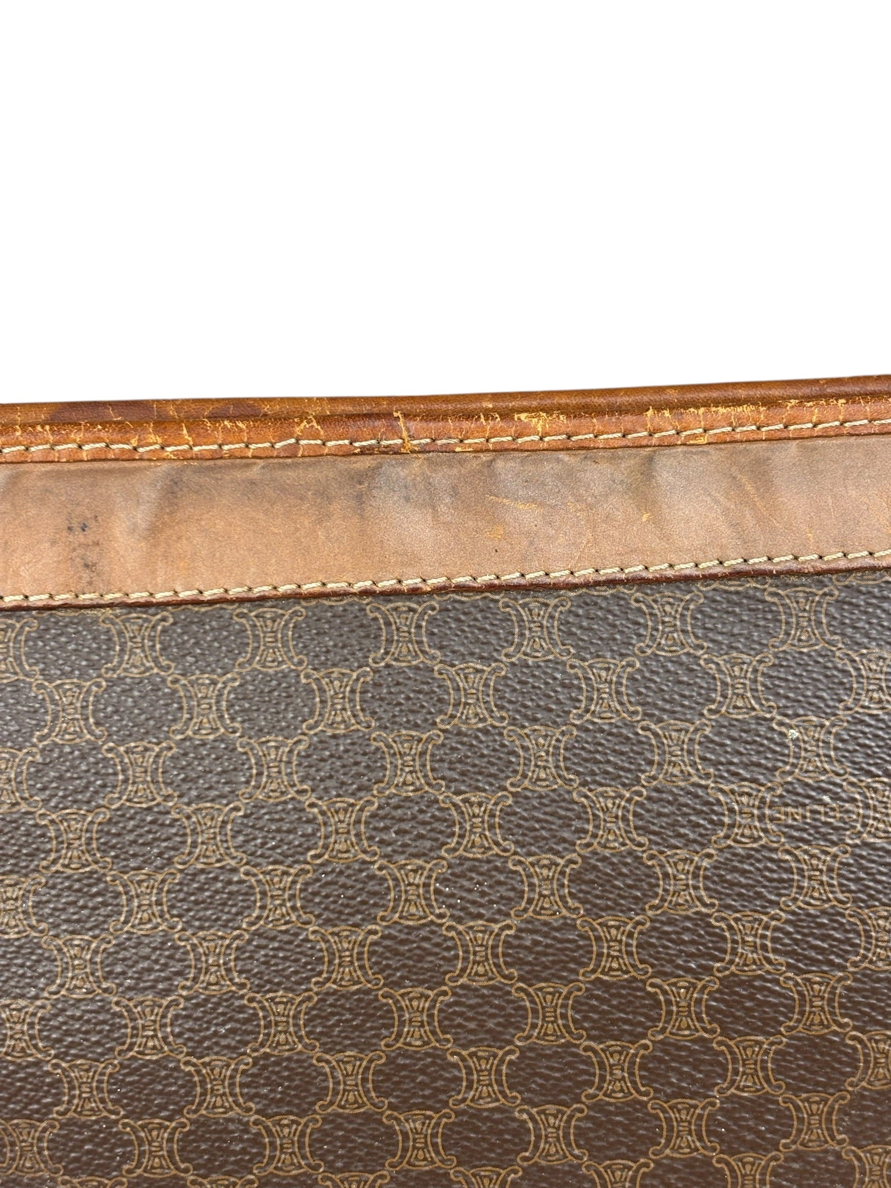Celine Vintage Brown Leather Macadam Pouch