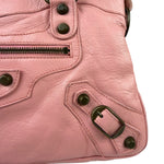 Balenciaga Pink Lambskin Motocross Classic City Two-Way Bag