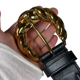 Gucci Black Leather Gold Buckle Belt