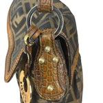 Fendi Zucca Brown Monogram Canvas FF Chef Shoulder Bag