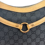 Gucci Vintage Black GG Horsebit Shoulder Bag