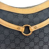 Gucci Vintage Black GG Horsebit Shoulder Bag