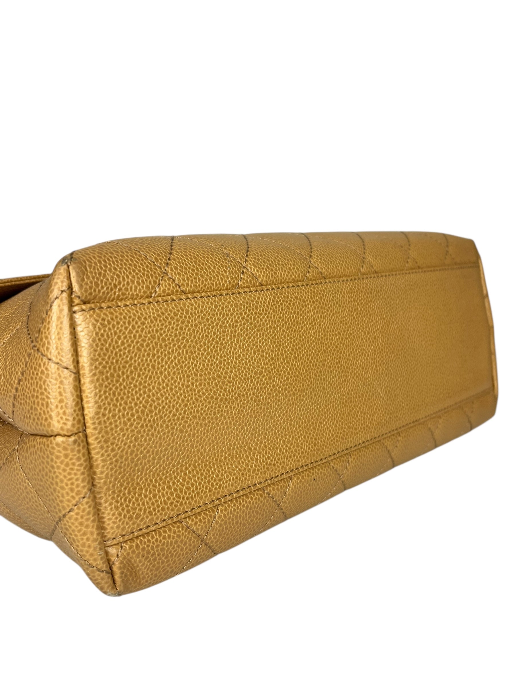 Chanel Beige Calfskin Kelly Top Handle Bag 2001