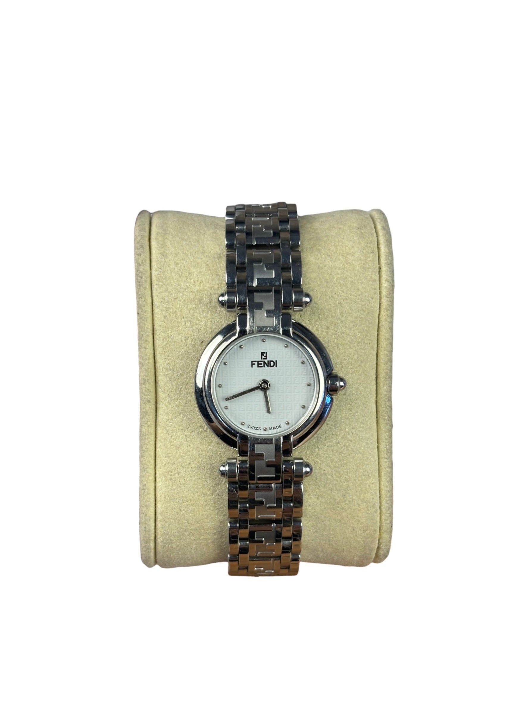 Fendi 750L White Round Dial Stainless Steel Band