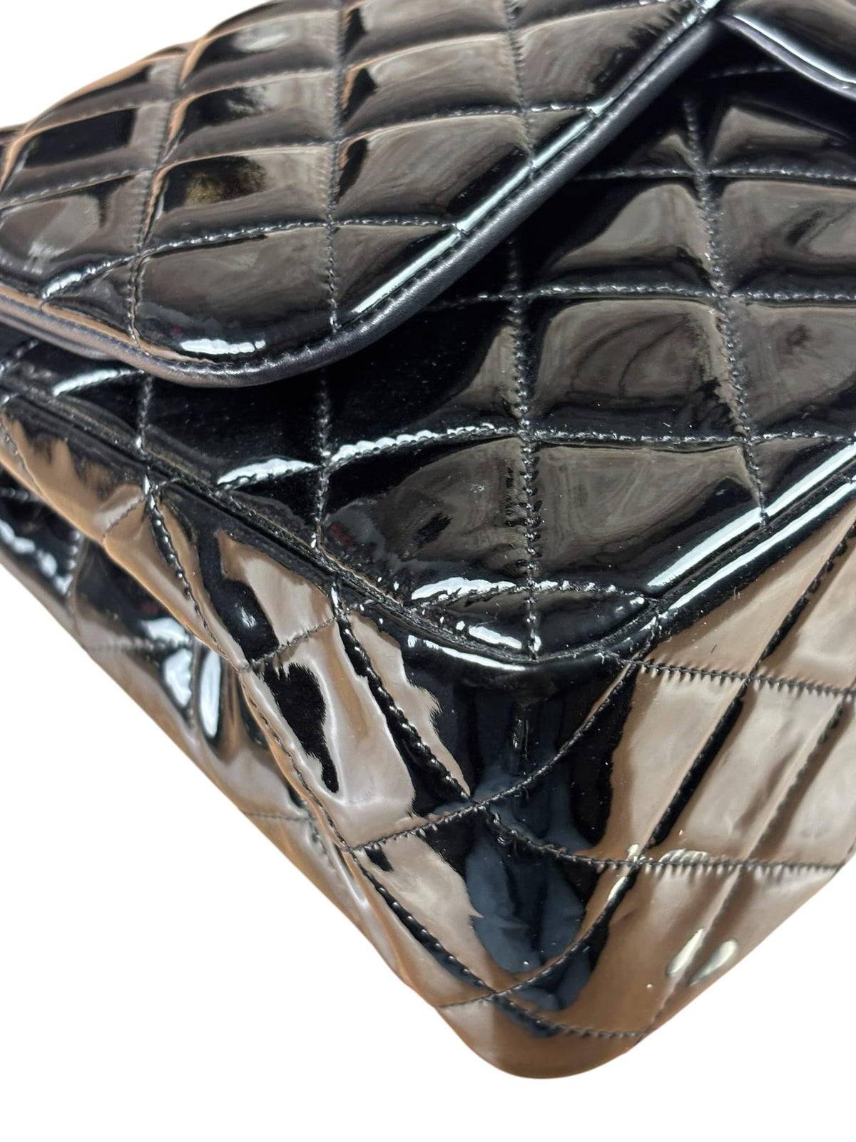 Chanel Black Patent Leather Jumbo Double Flap 2013
