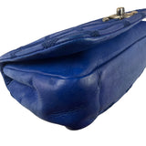 Chanel Blue Leather Diamond Stitch Iridescent Chain Flap Bag 2012