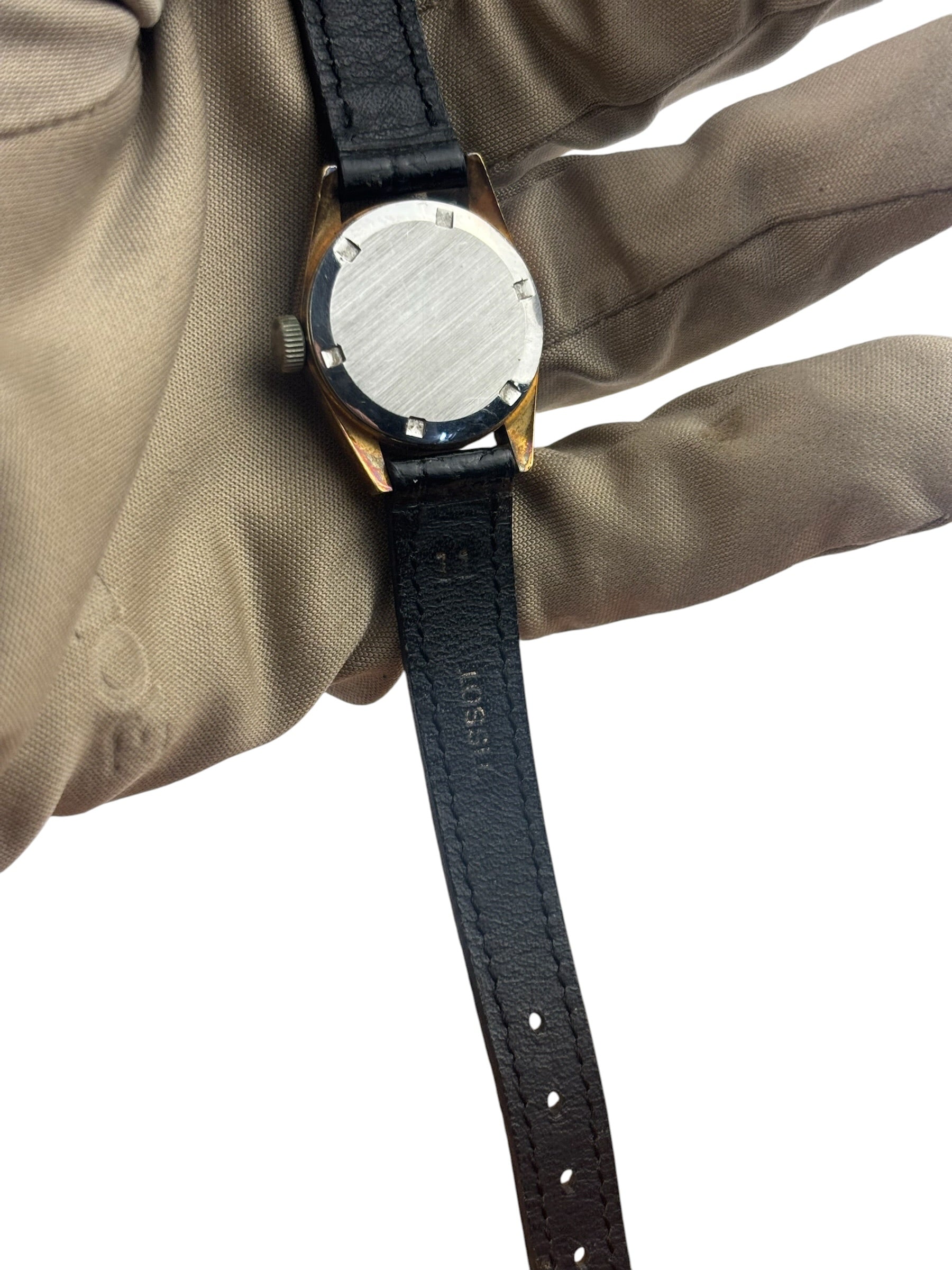 Tissot Vintage Silver Stick Dial Black Strap