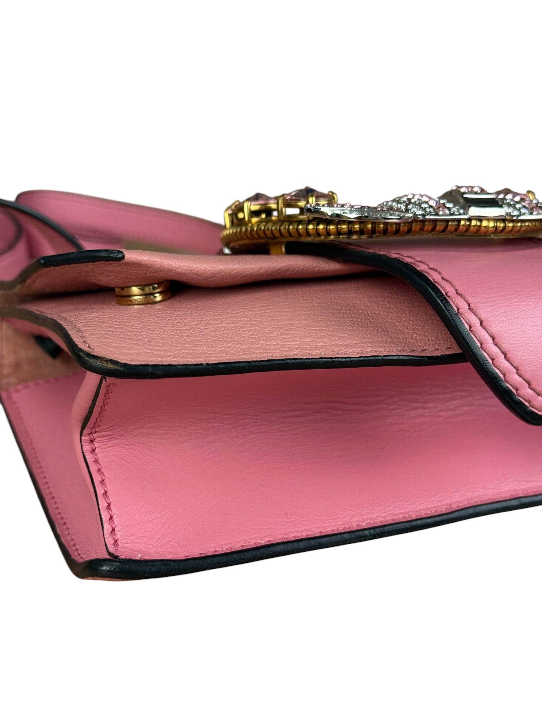Miu Miu Pink Leather Madras Crystal Embellished Shoulder Bag