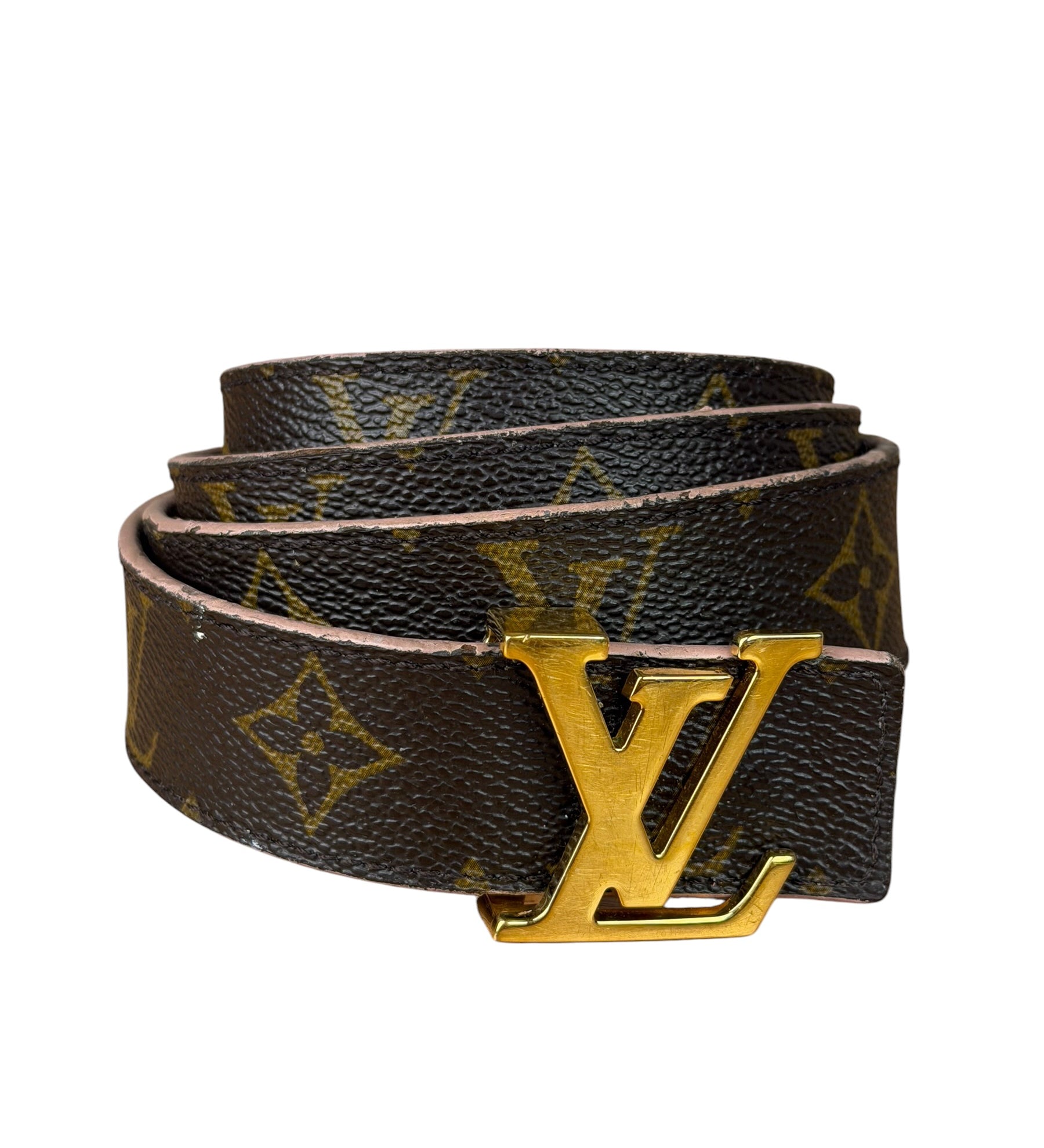 Louis Vuitton Peach/Monogram LV Initiales 30MM Reversible Belt