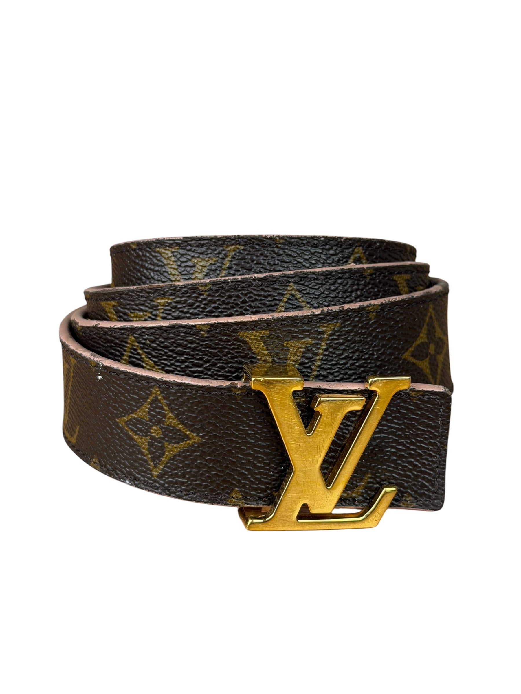 Louis Vuitton Peach/Monogram LV Initiales 30MM Reversible Belt