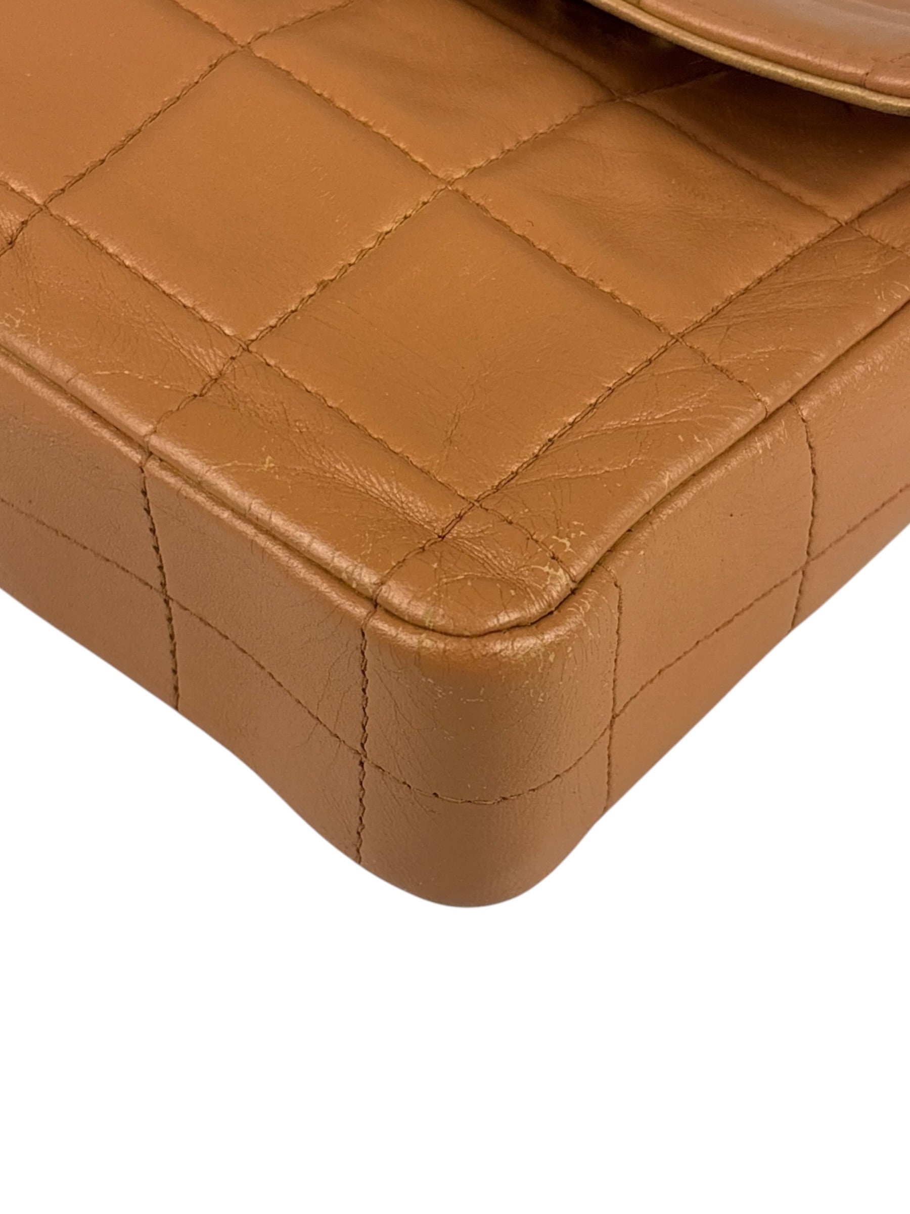 Chanel Vintage Beige Leather  Chocolate Bar East- 1987