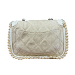 Chanel White Leather/Canvas Pearl Crossbody Flap 2003