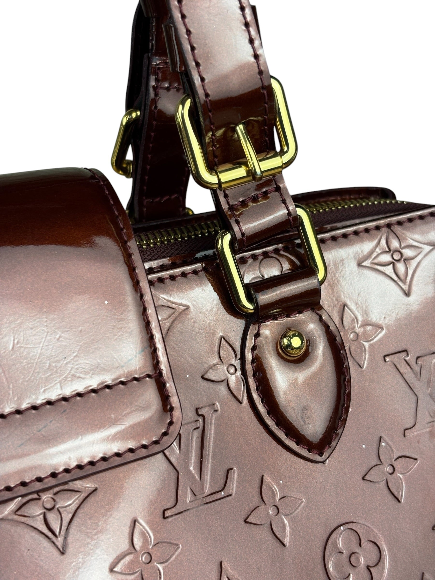 Louis Vuitton Burgundy Monogram Melrose Avenue Vernis  Handbag