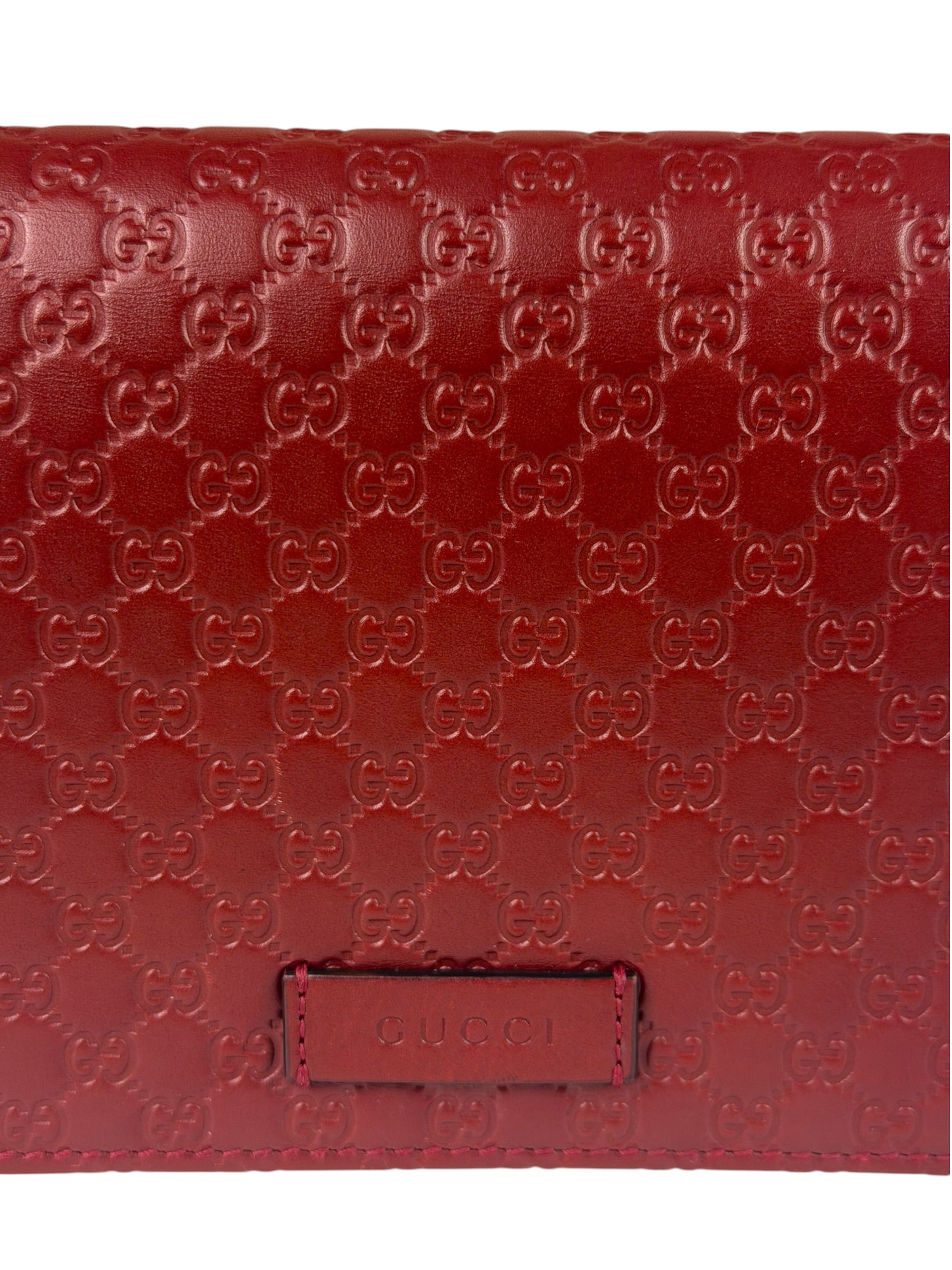 Gucci Red Micro GG Leather Crossbody Wallet