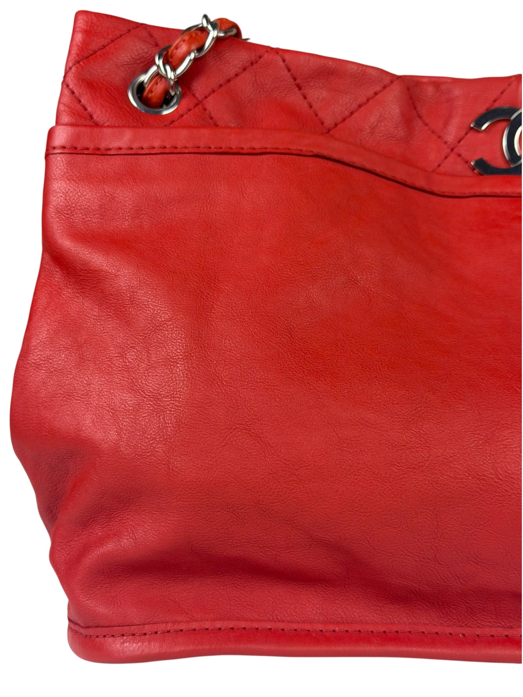 Chanel Red Quilted Leather Natural Beauty Chain Tote 2010