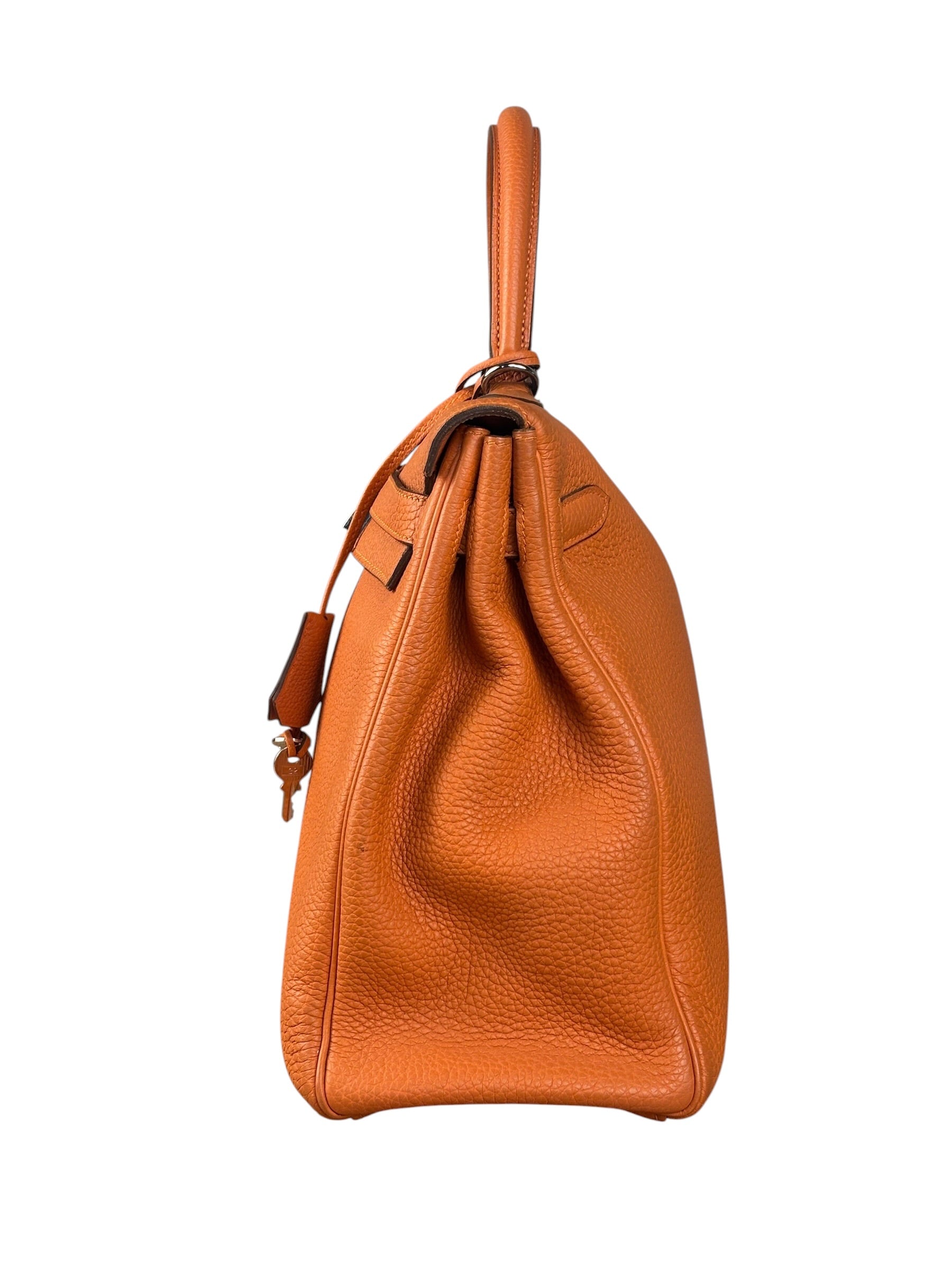 Hermes 2011 Orange Togo Leather Palladium Kelly 35