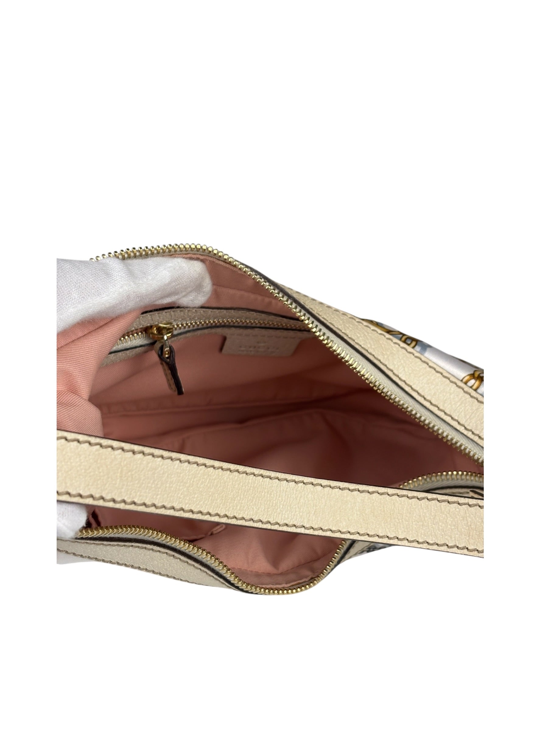 Gucci Vintage Printed Satin Silk Charmy Hobo Bag