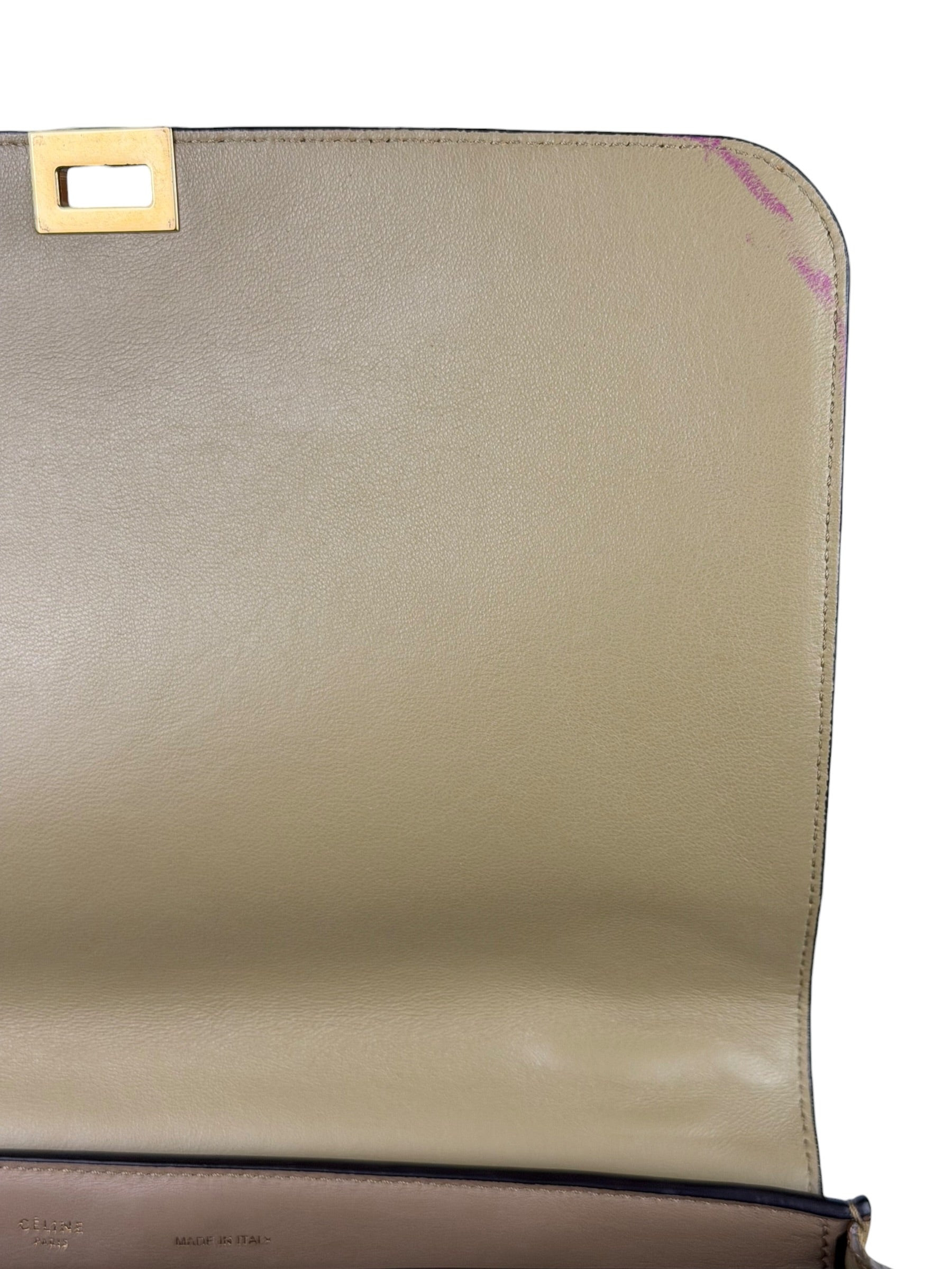 Celine Tri-Color Beige Leather/Suede Trapeze Medium Two-Way Bag