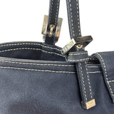 Fendi Vintage Navy Blue Leather Trim Mamma Baguette