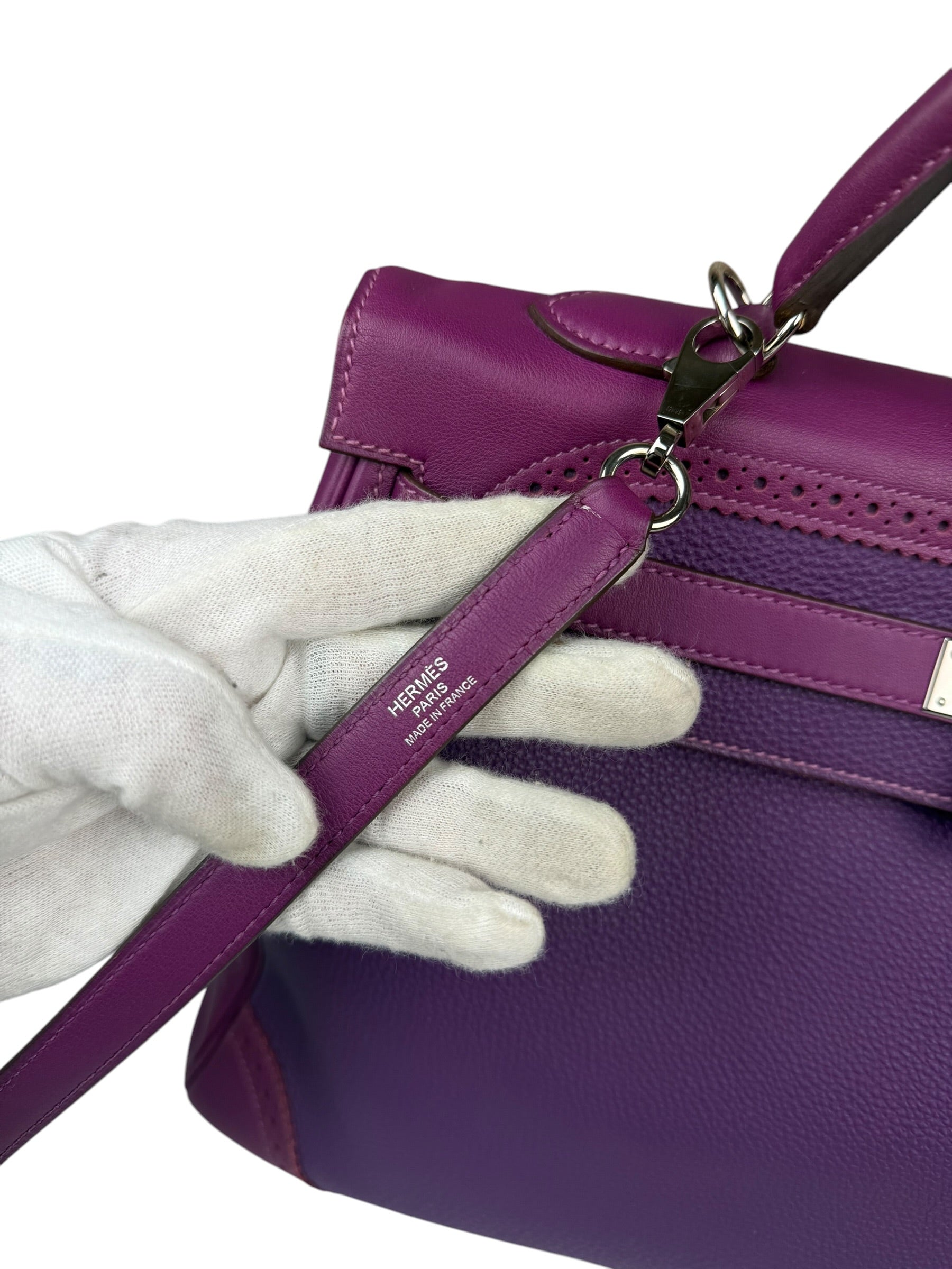 Hermes Kelly 35 Purple Ghillies Swift Togo Leather Handbag 2015
