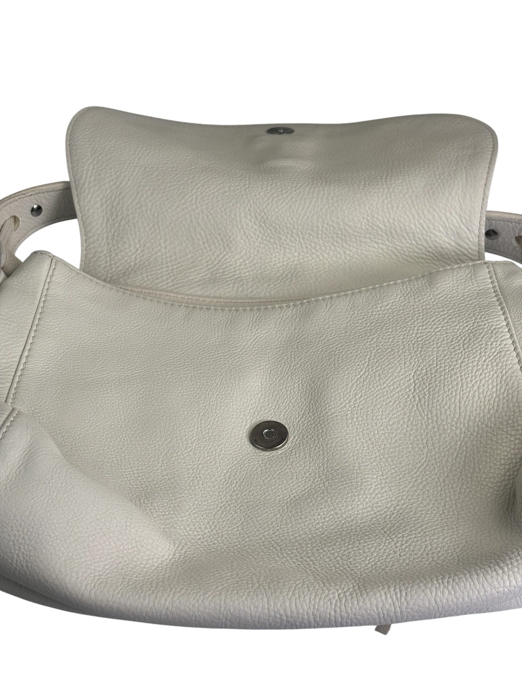 Gucci White Leather Techno Horsebit Shoulder Bag